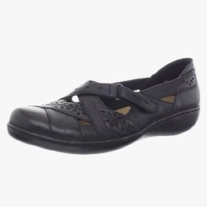 Clarks Ashland Rivers Black Leather Bendables Mary Jane Flats W 7.5